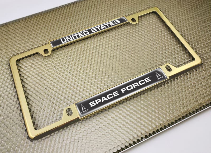 USAF - U.S. Space Force - Car Metal License Plate Frame (bw)